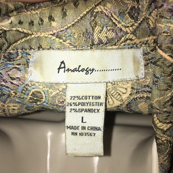 🐝 EUC Analogy Jean Jacket w/ Paisley Print sz L - Picture 2 of 5
